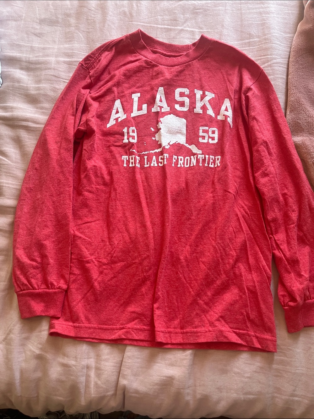 Kids Red Alaska Graphic Long Sleeve Tee